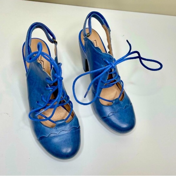 Miz Mooz Shoes - Miz Mooz Suzanna Blue Leather Lace Up Heels | 7